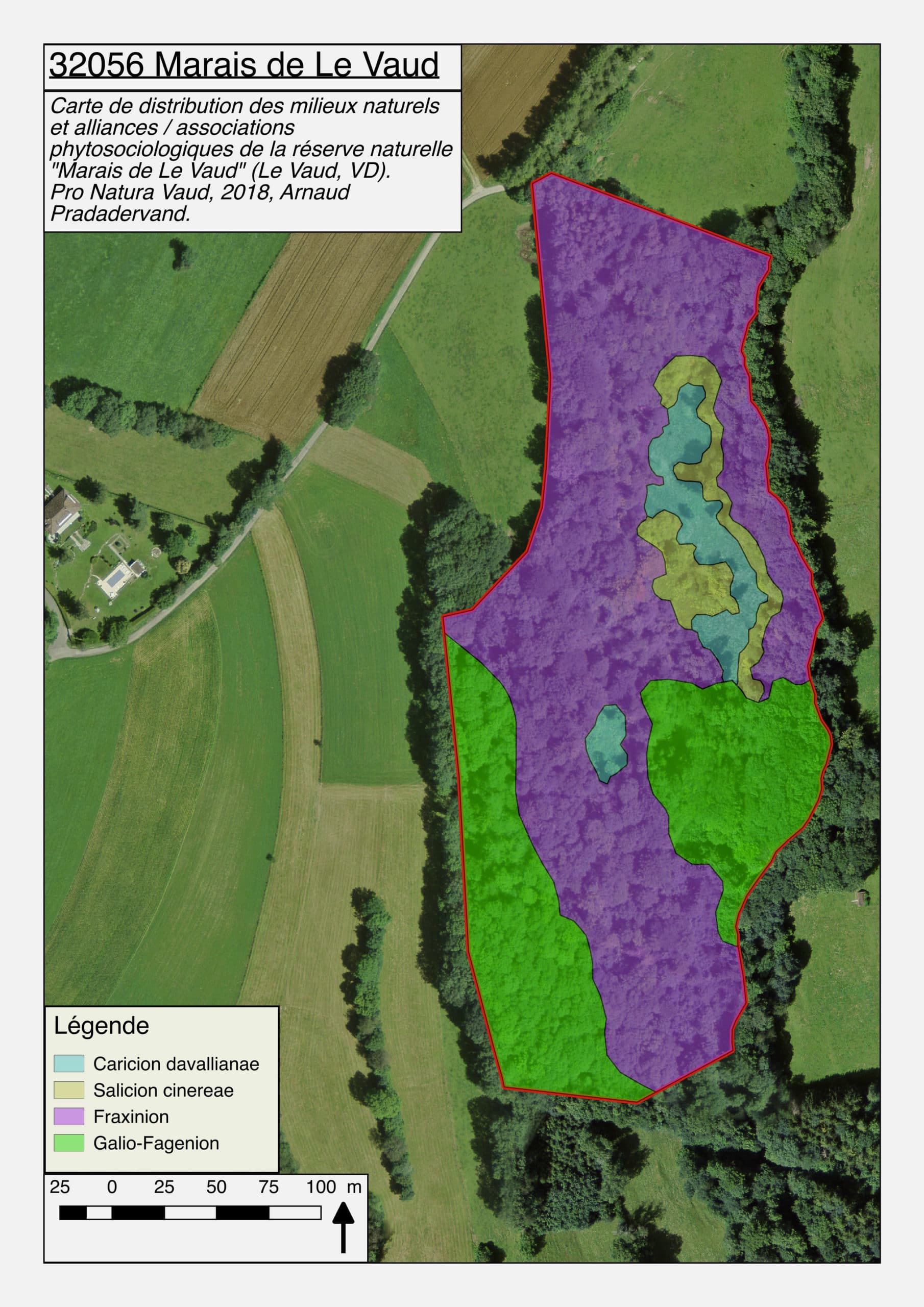 Carte de végétation, réserve Marais le Vaud, PNVD. AP 2018
