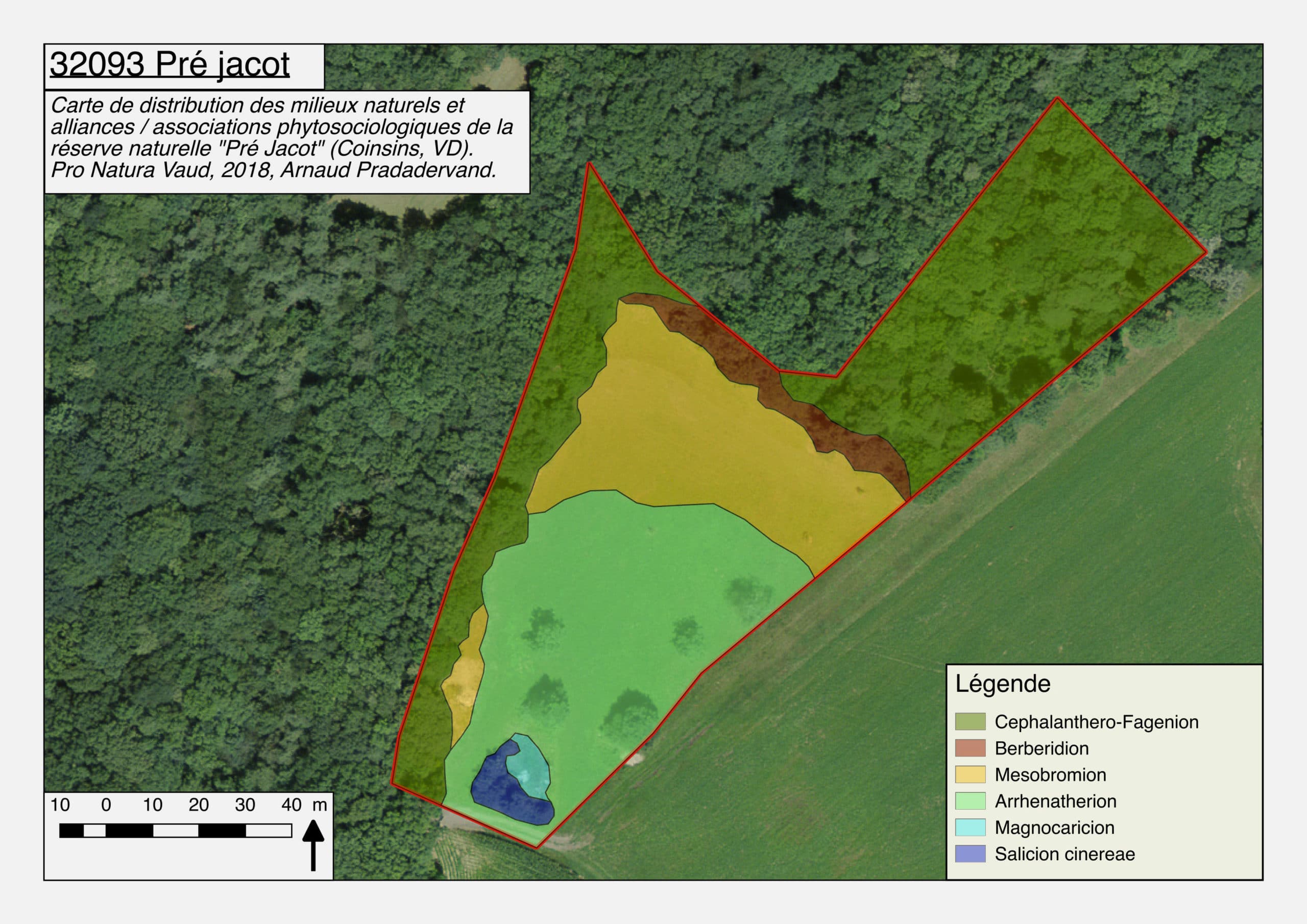 Carte de végétation, réserve Pré Jacot, PNVD. AP 2018