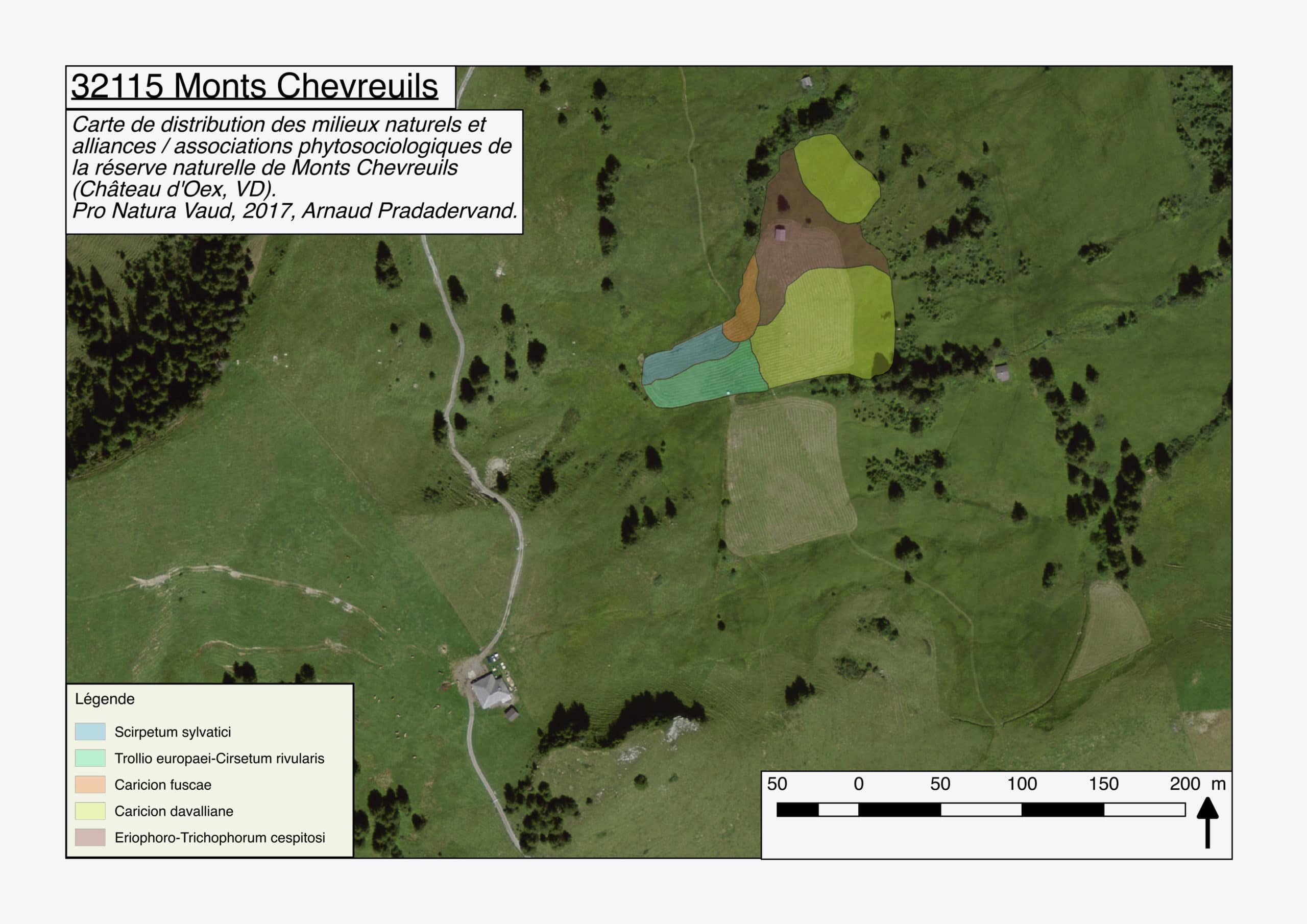 Carte de végétation, réserve des Monts Chevreuils, PNVD. AP 2017