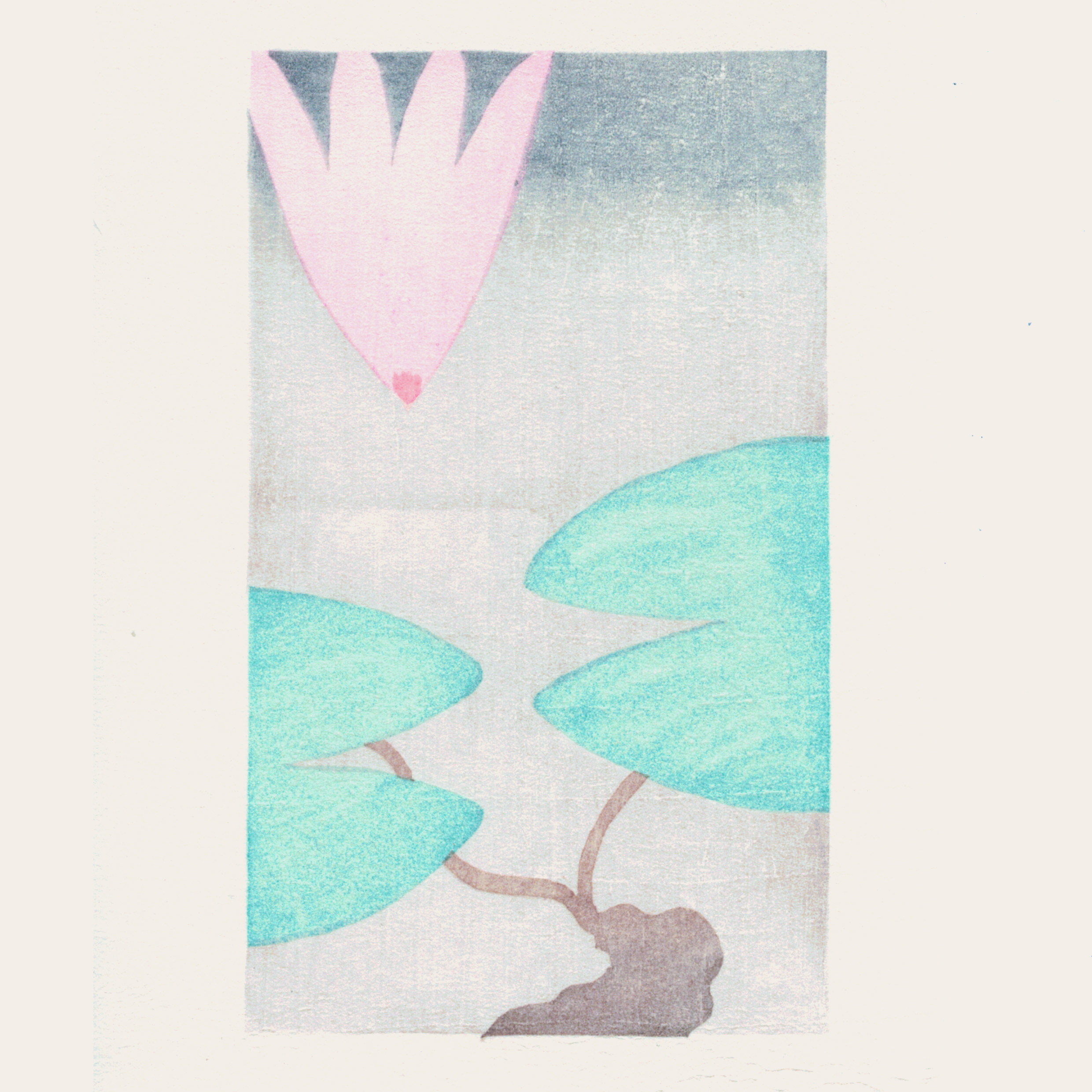 Nénuphar le soir. Gravure sur bois 7 tons. AP 2025